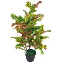 Leaf 90Cm Artificial Codiaeum Multicoloured House Plant - Large, Orange