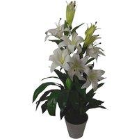 Leaf 90Cm 3Ft Artificial Lily Stargazer Style Lillies Plant Large Flowers Pink, Pink