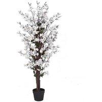 Leaf Artificial White Blossom Tree Plants 120Cm 4Ft, White