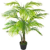 Leaf Artificial 130Cm Areca Palm Tree - Extra Large With Gold Metal Planter, Green