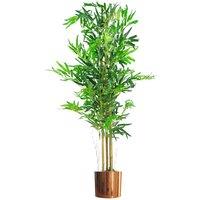 Leaf 120Cm 4Ft Natural Look Artificial Bamboo Plants Trees With Copper Metal Planter, Green