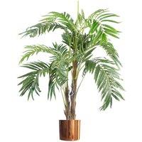 Leaf 120Cm Premium Artificial Palm Tree With Pot With Copper Metal Planter, Green