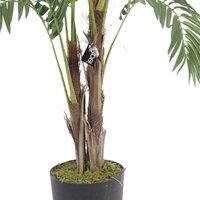 Leaf Artificial 120Cm Realistic Artificial Palm Tree With Pot With Gold Metal Planter, Green