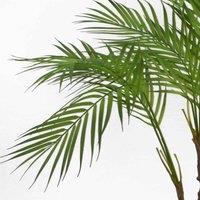 Leaf 90Cm Artificial Areca Palm Plant Twisted Detail Trunk With Gold Metal Planter, Green