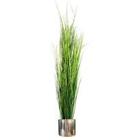 Leaf Artificial 130Cm Onion Grass Plant With Silver Metal Plater, Green