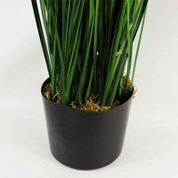 Leaf Artificial 130Cm Extra Large Grass Plant With Gold Metal Planter, Green
