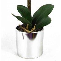 Leaf Artificial Orchid Red Silver Pot 46Cm, Red