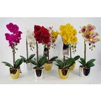 Leaf Artificial Orchid Dark Pink Silver 46Cm, Pink