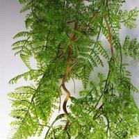 6 X 100Cm Hanging Artificial Leaf Maidenhair Fern Plant Dark Green, Green