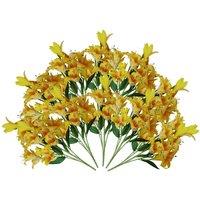 Leaf Pack 12 X 60Cm Artificial Lily Stem - Yellow - 144 Flowers, Yellow