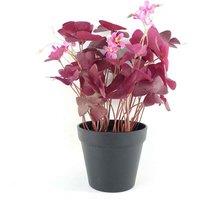 Leaf 30Cm Artificial Plant Purple Shamrock Pink Flowers Potted, Purple