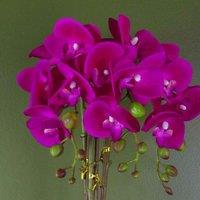 Leaf 52Cm Artificial Orchid Large - Dark Pink Silver, Pink