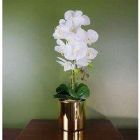 Leaf 52Cm Artificial Orchid Large - White Gold, White