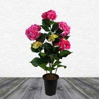 Leaf Artificial Hydrangea Flowering Plant Pink, Pink