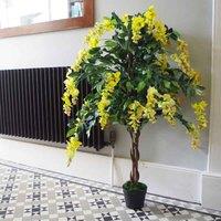 Leaf Artificial 120Cm Yellow Flowering Wisteria Tree, Yellow