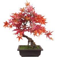 Leaf 50Cm Artificial Red Maple Bonsai Tree, Red