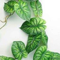 Leaf Artificial 120Cm Trailing Hanging Plant Realistic Alocasia Dragon Scale Natural Look, Green