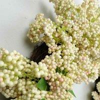 Leaf 55Cm Artificial Hanging White Berries Wreath, Green