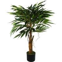 Leaf Artificial 100Cm Realistic Artificial Tree Longifolia Ficus Natural Trunk, Green
