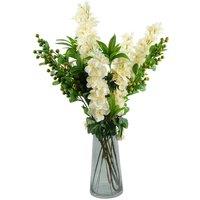 Leaf 28Cm Gold Rim Smoke Grey Glass Vase, Grey