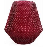 Leaf 23Cm Diamond Embossed Pink Glass Vase, Pink