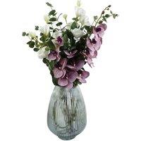 Leaf 30Cm Smoke Grey Ridged Glass Vase, Grey