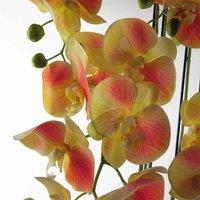 Leaf 110Cm Large Yellow Peach Orchid Plant - Artifcial - 41 Real Touch Flowers, Yellow