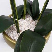 Leaf Orchid Purple - Gold Ceramic Planter, Pink