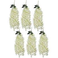 Leaf Pack Of 6 X 80Cm Hanging Wisteria Flowers In Cream, White
