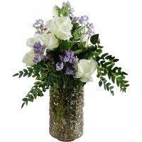 Leaf Pack Of 6 X 80Cm Artificial White Rose Stem - 18 Flowers, White