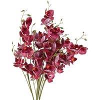Leaf Pack Of 6 X 80Cm Dark Pink Artificial Mini Orchid Stem, Pink