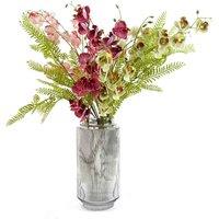 Leaf Pack Of 6 X 80Cm Pink Artificial Mini Orchid Stem, Pink