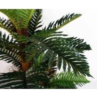 Leaf 150Cm Artificial Large Palm Tree With Natural Trunk, Green