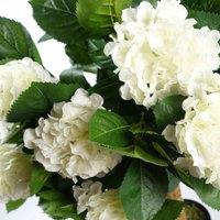 Leaf 75Cm Artificial White Bush Hydrangea Plant Potted, White