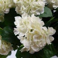 Leaf 70Cm Artificial White Bush Hydrangea Plant Potted, White