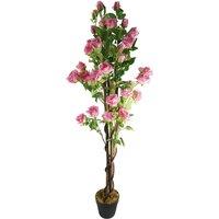 Leaf Artificial Pink Rose Tree Large 150Cm, Pink