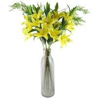 Leaf Artificial 100Cm Yellow Lily And Fern Display Glass Vase, Yellow