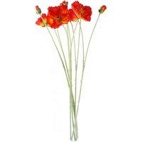 Leaf Artificial 100Cm Poppy And White Blossom Arrangement Glass Vase, Red