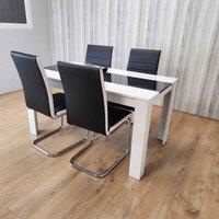 Kosy Koala Dining Table And 4 Chairs White Black Wood 4 Leather White Black Chairs Dining Room