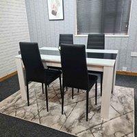 Kosy Koala Dining Table And 4 Chairs White Black Wood 4 Leather Black Chairs Dining Room