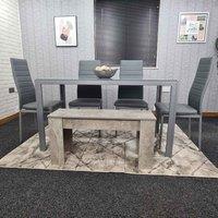 Kosy Koala Dining Table And 4 Chairs With A Bench Grey Glass 4 Leather Chairs Dining Room Furniture, Multi