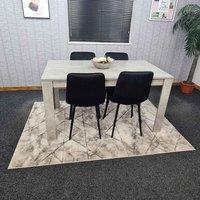 Kosy Koala Dining Table And 4 Chairs Stone Grey Effect Wood Table 4 Black Velvet Chairs Dining Room, Multi