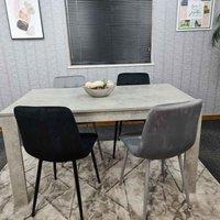 Kosy Koala Dining Table And 4 Chairs Stone Grey Effect Wood Table 4 Grey Black Velvet Chairs Dining Room, Multi