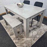 Kosy Koala Dining Table And 2 Chairs With Bench Stone Grey Effect Wood Table 2 Black Velvet Chairs Dining Room, Multi