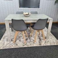 Kosy Koala Dining Table And 4 Chairs With Bench Stone Grey Effect Wood Table 4 Grey Leather Chairs Dining Room, Multi