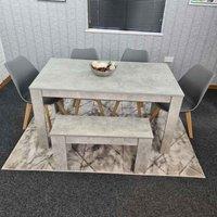 Kosy Koala Dining Table And 4 Chairs With Bench Stone Grey Effect Wood Table 4 Grey Plastic Leather Chairs Dining Room, Multi