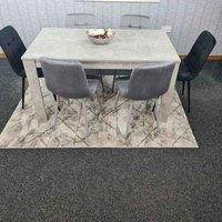 Kosy Koala Dining Table And 6 Chairs Stone Grey Effect Wood Table 6 Black Grey Velvet Chairs Dining Room, Multi