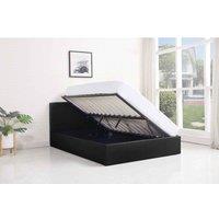 Kosy Koala Ottoman Storage Bed Black Double 4Ft6 Leather And 1 Mattress Bedroom Furniture, Black