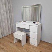 Kosy Koala Dressing Table With Mirror And Stool Makeup Vanity LED Mirror Lights Hollywood Table, White