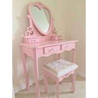Kosy Koala Dressing Table With Heart Shaped Mirror And Stool Makeup Vanity Mirror Hollywood Table - Pink, Pink